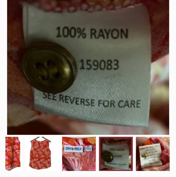 Kiwi Fresh PM Like New Sleeveless Hawaiin Print V Neck Top Shirt Blouse … - Picture 2 of 5